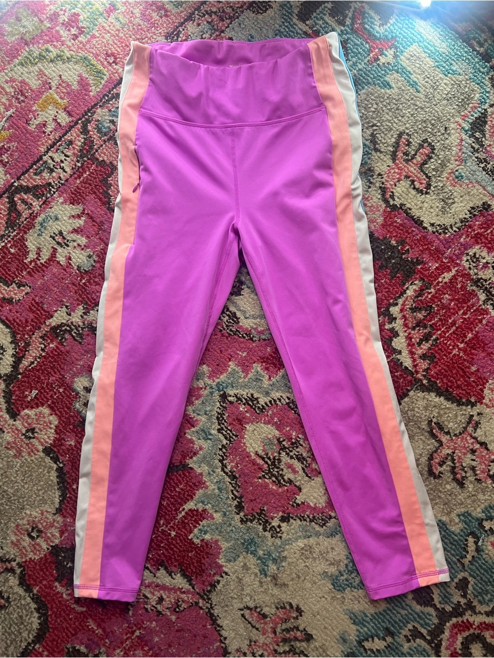 Lilly Pulitzer High-Waist Pink Active Leggings with Side Stripes